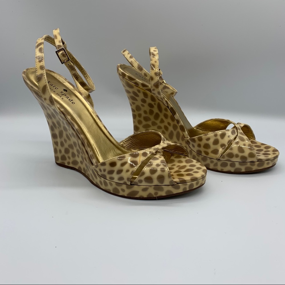 Kate Spade Animal Print Wedge Sandals, Size 9.5